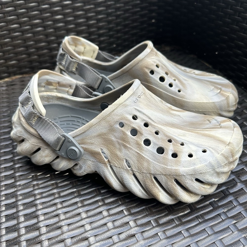 Crocs Echo Bone Marbled Clogs - Men's 6 / Women's 8 - EUC